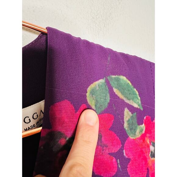 MAC DUGGAL Purple Floral Georgette Plunging Neckline High Slit Gown Size 8 - Picture 10 of 16